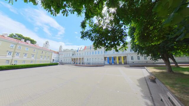 Presidential Palace of the Republic of Lithuania. Slow Motion Footage.