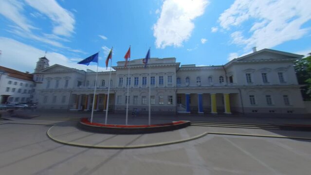 Presidential Palace of the Republic of Lithuania. Hyperlapse Tracking Footage.