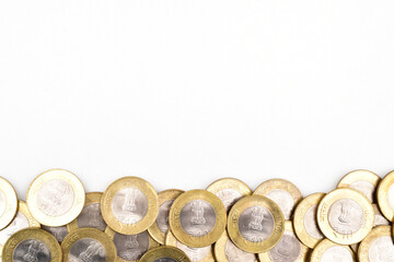 Coin frame for text and message on white background