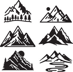 Mountains vector set. camping symbol.