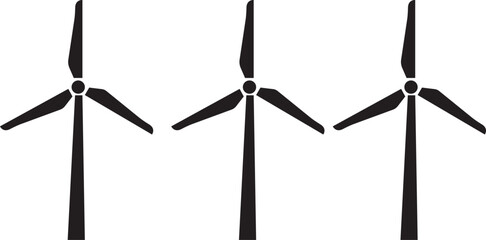 Wind turbine vector icon. Wind power icon on transparent background . Windmill silhouette. design style