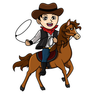 Cute cowboy riding a horse
