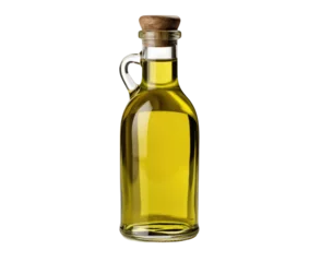 Foto op Plexiglas Olive oil glass bottle isolated on white transparent background, PNG © Rawf8