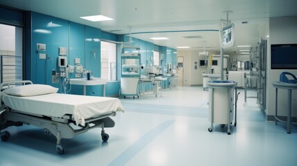 Isolation rooms in a modern hospital.Hospital patient beds,Modern hospital details