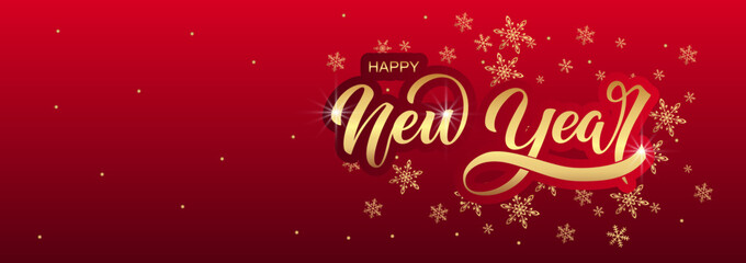 Happy New Year hand lettering calligraphy. Vector holiday illustration element. Typographic element