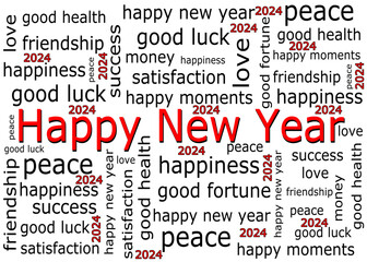 Happy New Year 2024 congratulations card - illustration - 667984893