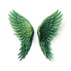 Green Angel wings isolated on a white background