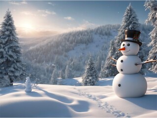 Obraz premium Snowman 3D background 