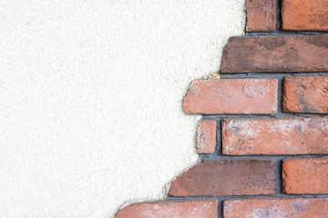 Background image of white wall with brown bricks - obrazy, fototapety, plakaty