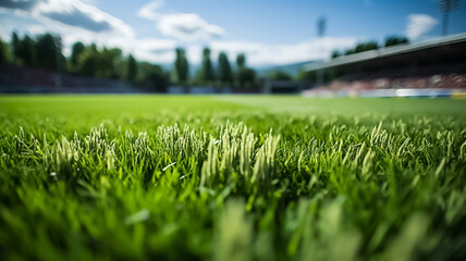 Lawn in the soccer stadium. created with generative AI technology.