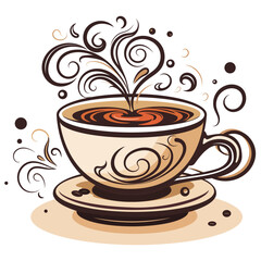 Fragrant coffee in a cup. Vector illustration