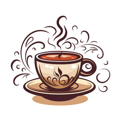 Fantasy cup with aromatic coffee. Vector illustration