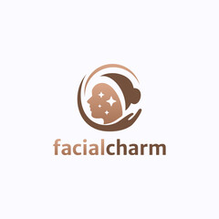 Beautiful facial charm logo design vector. Spa and cosmetic clinic symbol template