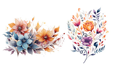 Abstract floral background, ster bunny with flowers, watercolor floral designs for logo and card designs. flowers © Amazinart