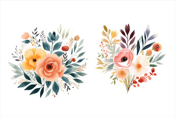 Abstract floral background, ster bunny with flowers, watercolor floral designs for logo and card designs. flowers © Amazinart