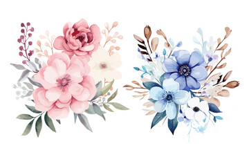 Abstract floral background, ster bunny with flowers, watercolor floral designs for logo and card designs. flowers © Amazinart