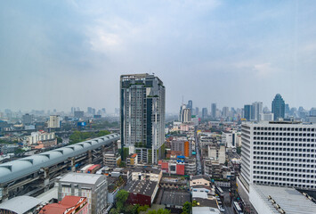 Fototapeta na wymiar A view on Bangkok city on a rainy day