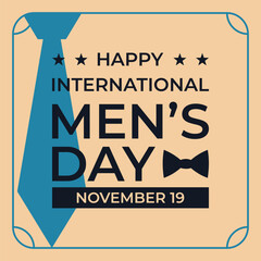 Naklejka premium international men's day poster, flat style vector. design for poster, flyer, greeting card, banner, social media, web.
