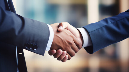 Two Businessmen making handshake with partner, greeting, dealing, merger, venture concept, for business, finance and investment background, teamwork and successful business
