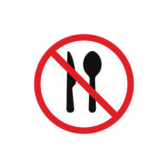 No eating icon symbol. No eating allowed icon isolated on white background