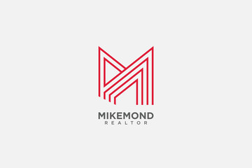 M latter real estate logo and vector icon