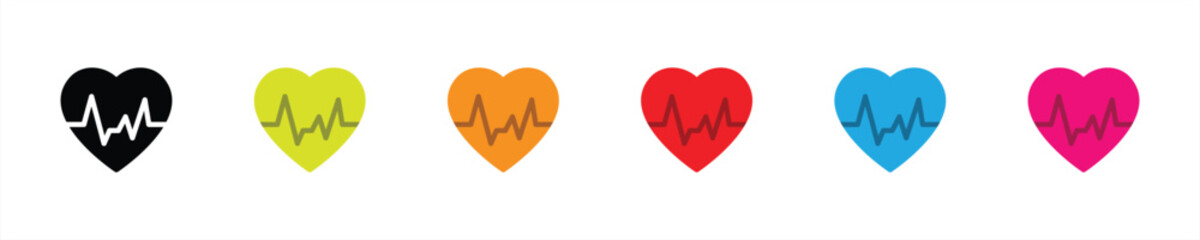 heartbeat icon set. heartbeat pulse line icon. cardiogram icon symbol sign collections, vector illustration