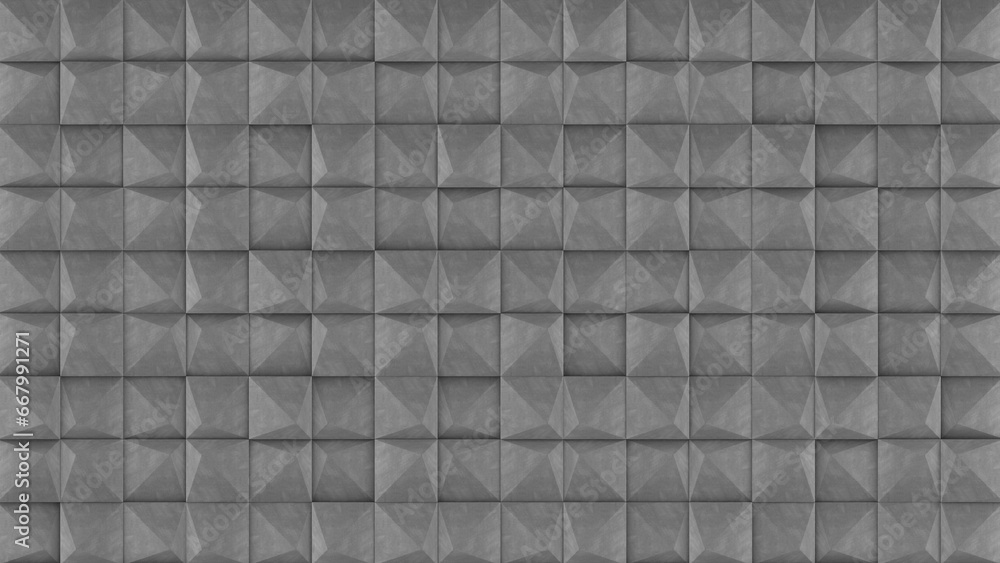 Poster convex concrete square cubes stones star geometric tile background. bulging digital mosaic pattern. 
