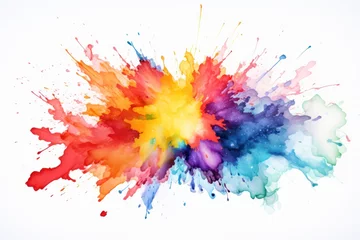 Zelfklevend Fotobehang Colorful Watercolor Splash Explossion - Ai Generative © Deden