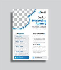 Vector digital marketing flyer design. corporate business agency editable flyer template.