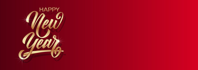 Happy New Year hand lettering calligraphy. Vector holiday illustration element. Typographic element