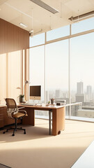 Official room vertical sky  ai interior design modern big glass PC desk background