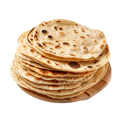 Chapati (or Roti), transparent background, isolated image, generative AI
