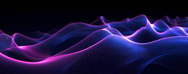 Abstract technology background with waving blue and purple lines - obrazy, fototapety, plakaty