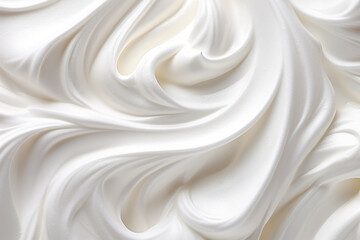Close up of white whipped cream swirl texture for background and design. - obrazy, fototapety, plakaty