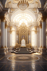 Majestic empty throne hall in a palace