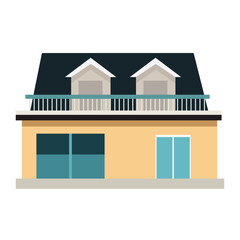 Town house cottage building vector illustration, real estate in flat design style