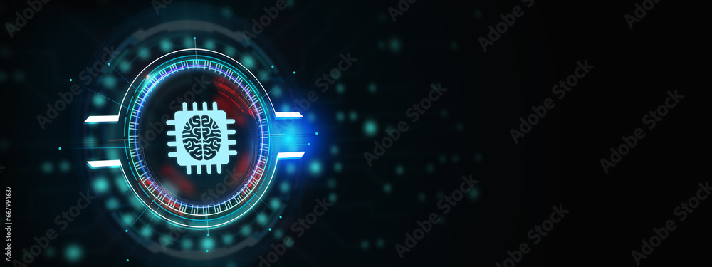 Aufkleber futuristic microchip cpu circuit board . technology abstract background. illustration