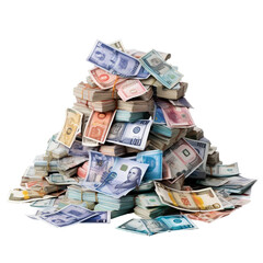 Currency Notes, transparent background, isolated image, generative AI
