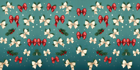 Seamless Pattern With Christmas Bows
