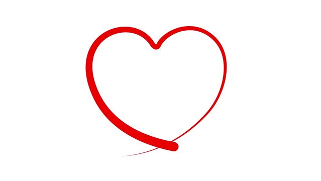 Animated red heart drawn with liquid effect. The effect of a drawing and disappearing brush stroke. Concept of love, volunteering, donation. Vector illustration isolated on white background. Looped vi