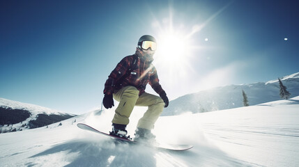Fototapeta na wymiar snowboarder in the mountains 