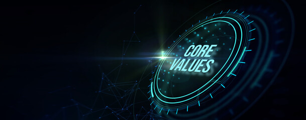 Business, Technology, Internet and network concept. Core values responsibility ethics goals company...