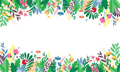 Fototapeta na wymiar Floral arrangement for website banner, presentation template, cover design, frame and card. Natural background. Vector illustration