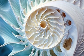 Abstract fractal. Fractal art background for creative design. Decoration for wallpaper, desktop, Nautilus shell, closeup of a nautilus shell, AI Generated