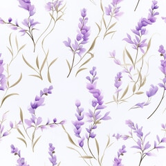 Fototapeta na wymiar Lavender Floral Pastel Seamless Pattern for Wallpaper, Tile, Fabric