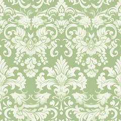Pistachio Damask Elegant Pastel Green Damask Seamless Pattern