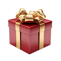 Red gift box for the happy festival of Christmas and New Year on transparent background PNG