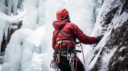ice climber in the mountains