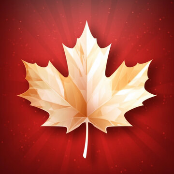 Canadian National Holiday. Canadian Flag background with maple leaf and national colors. Illustration. Generative AI.