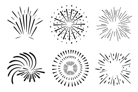 Star bust vector hand drawn, Vintage sunburst line drawn abstract, doodle radial line rays, badge, logos, signs or label decor, circle abstract outline, explosion or firework. sunlight star ray waves 
